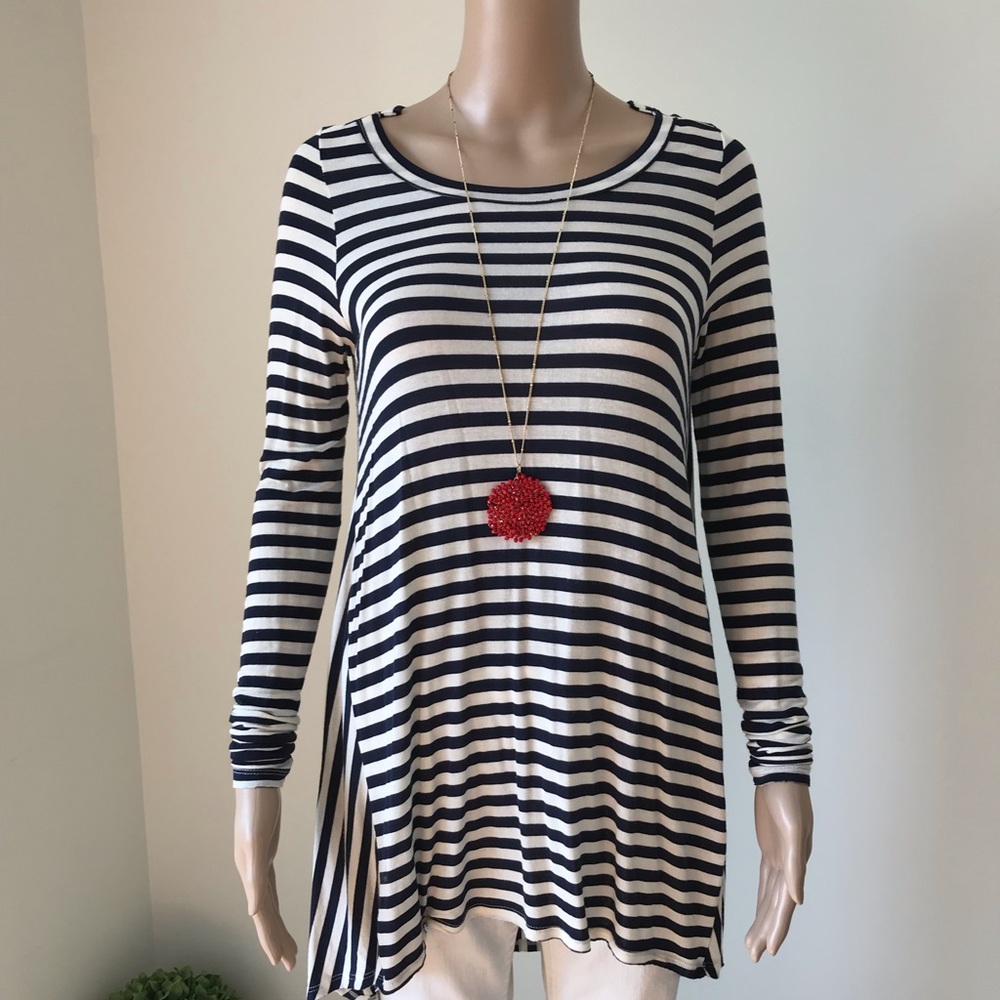 Zara Blue and White Striped Tunic